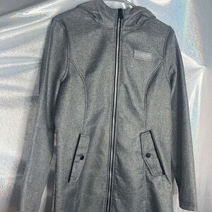 Bebe grey coat bling diamonds crystal Swarovski cute fall rain coat jacket y2k